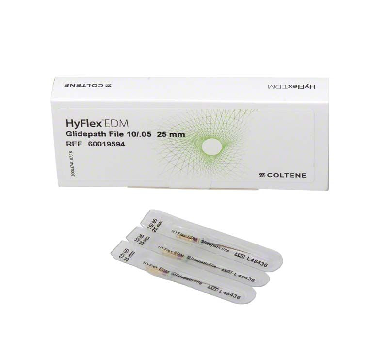 HyFlex™ EDM NiTi-Feilen 25mm, Verpackung mit drei einzelnen Feilen.