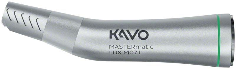 Dentalturbine MASTERmatic™ LUX M07L in silberner Farbe mit grünem Akzent.