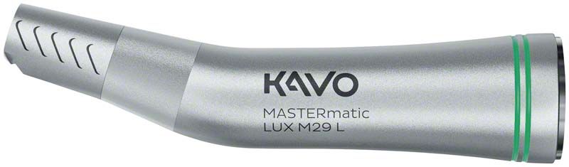 MASTERmatic™ LUX M29L Dentalhandstück in silberner Farbe mit grünem Detail.