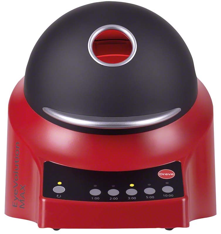 Roter EyeVolution® MAX mit schwarzem Deckel und Bedienfeld.