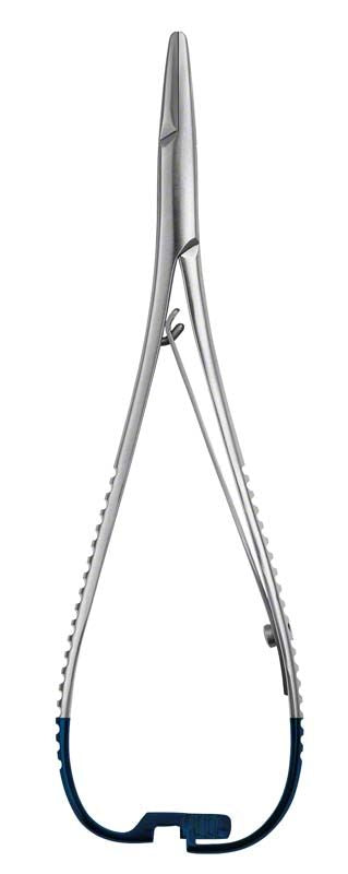 Nadelhalter ROCKHARD LICHTENBERG, 14 cm, aus Edelstahl mit blauen Griffen.