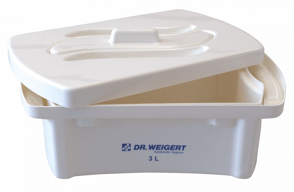 Instrumentenwanne 3 Liter mit geöffnetem Deckel, Marke Dr. Weigert.