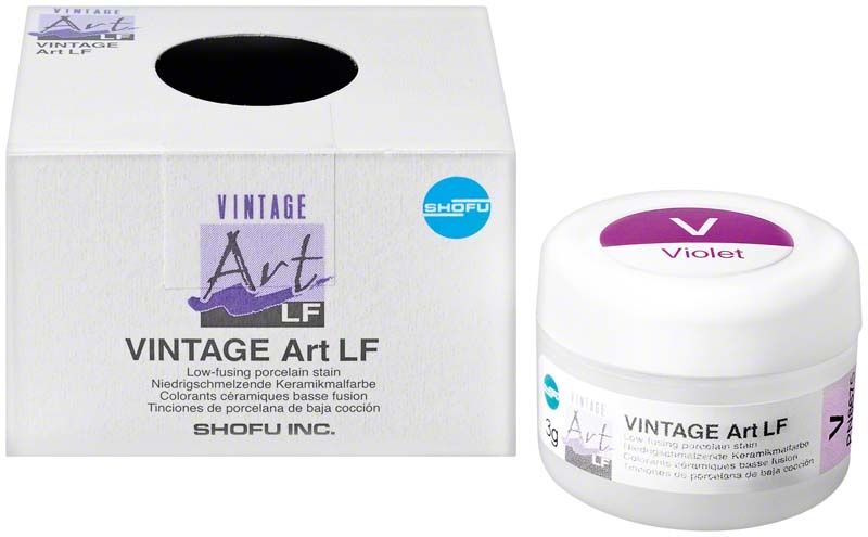 VINTAGE Art LF Keramikfarbe in Violett mit Verpackung und Tiegel.