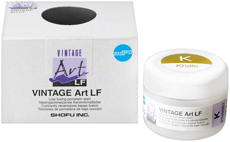 Verpackung der VINTAGE Art LF Keramikfarbe in Khaki mit Dose.