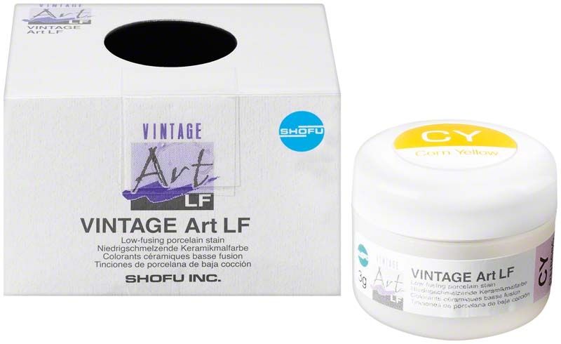 Dose mit VINTAGE Art LF Porzellanfarbe in Korn-Gelb vor Verpackung.