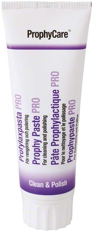 ProphyPaste PRO Tube 60 ml mit lila Aufdruck für Zahnreinigung.