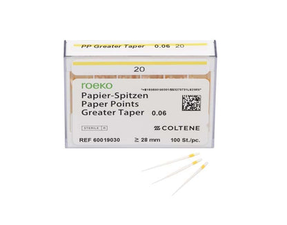 ROEKO Papierspitzen Greater Taper 0.06 Schiebeschachtel mit Spitzenansicht.