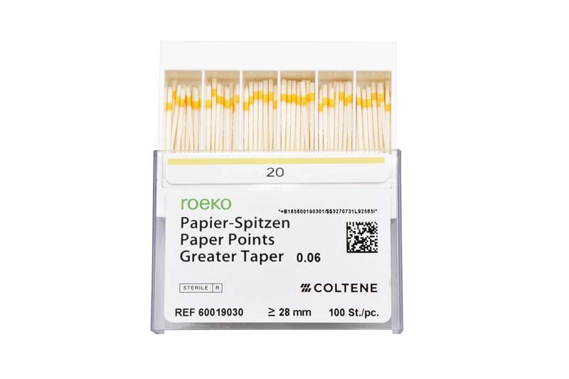 ROEKO Papierspitzen Greater Taper 0.06 in geöffneter Schiebeschachtel, Größe 20.