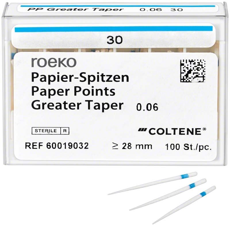 Schiebeschachtel mit ROEKO Papierspitzen Greater Taper 0.06, Gr. 30.