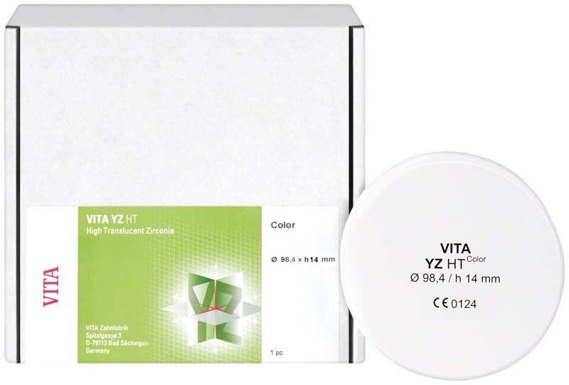 VITA YZ HTWhite Zirkondisc, Durchmesser 98,4 mm, Höhe 14 mm.