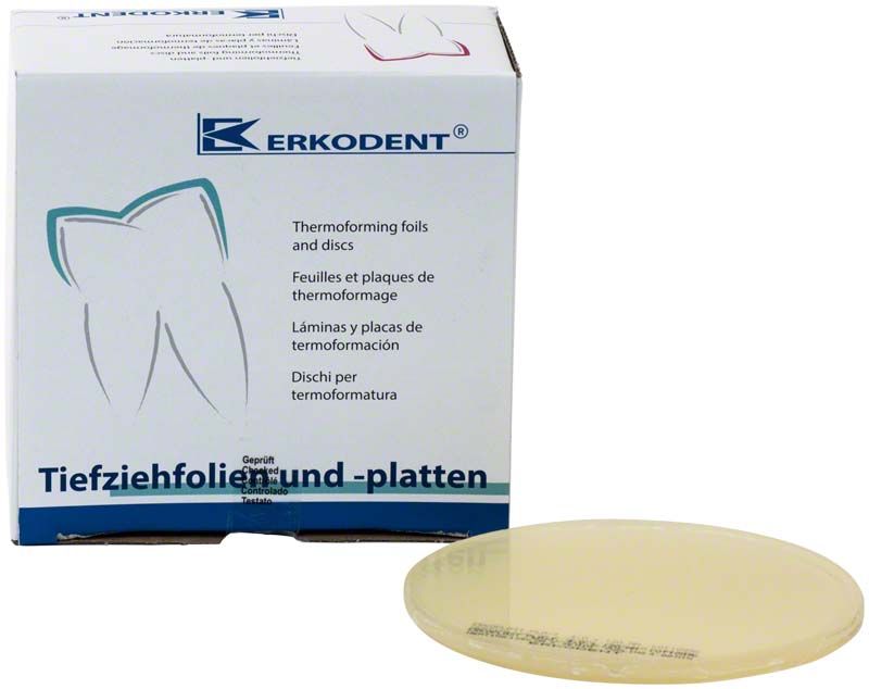 Erkoplast PLA-T 10er Tiefziehfolie in transparenter Verpackung.