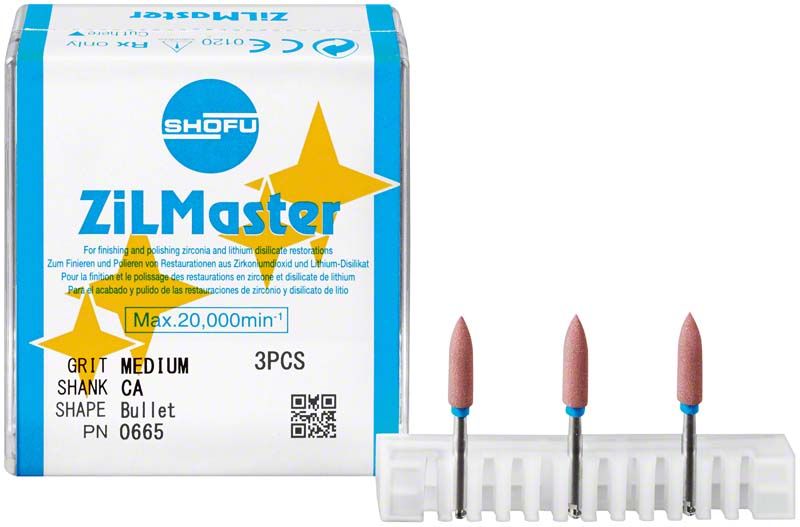ZilMaster Medium CA Bullet mit drei Schleifstiften in Verpackung.
