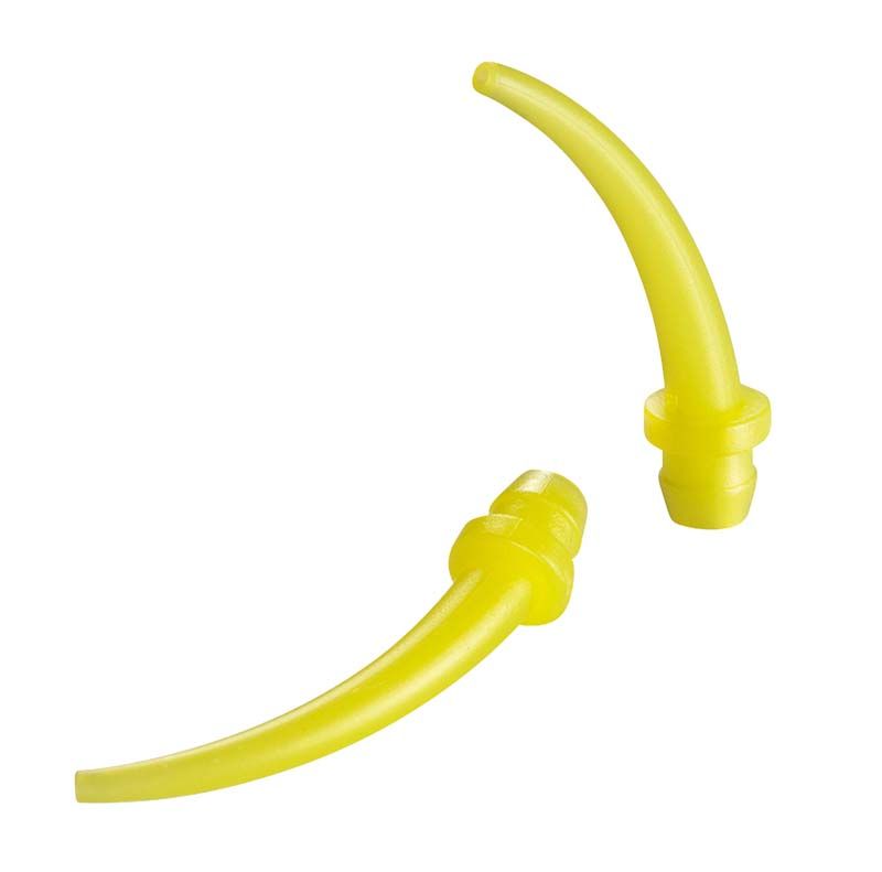 Gelbe Intraoralspitzen für präzise Applikation dentaler Materialien.