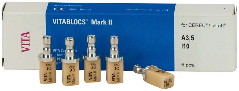 VITABLOCS® Mark II A3,5C Feldspat-Rohlinge vor Verpackung.