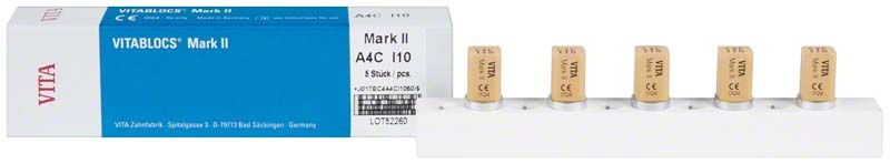 VITABLOCS® Mark II I10 VITA classical C2C in Verpackung mit fünf Blöcken.