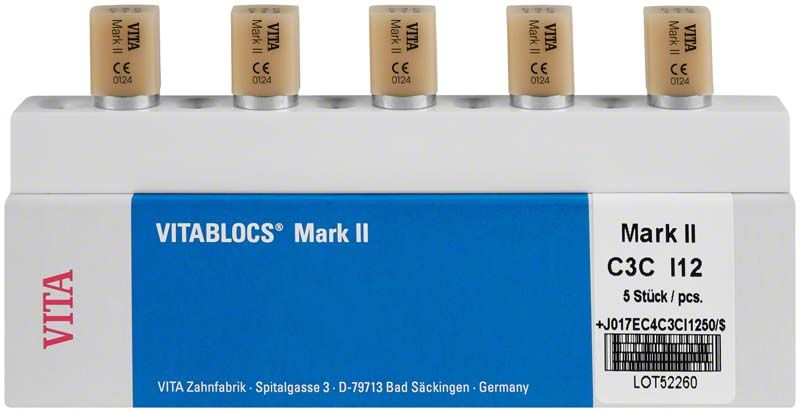 VITABLOCS® Mark II C3C I12 in Originalverpackung mit fünf Keramikblöcken.
