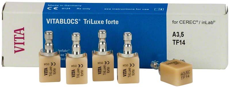 VITABLOCS® TriLuxe forte Blöcke für CEREC®/inLab® Systeme, Nahaufnahme.