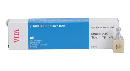 VITABLOCS® TriLuxe forte Keramikblock in Verpackung mit Aufdruck A3C.