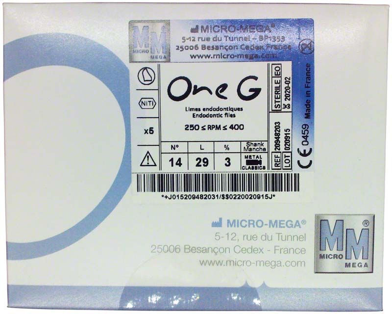 Endodontische Feilen One G Nr. 14, 3% Taper, 29mm, 5 Stück Verpackung.
