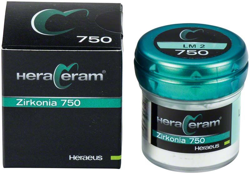 HeraCeram® Zirkonia 750 Schultermasse LM2 in Verpackung und Dose.