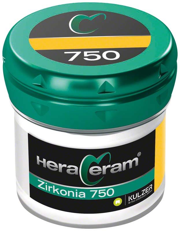 HeraCeram® Zirkonia 750 Zahnkeramik-Produktdose mit grünem Deckel und Etikett.
