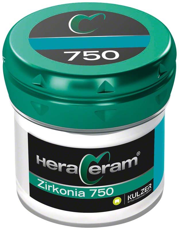 HeraCeram Zirkonia 750 Opalschneide OS3 in grünem Behälter.