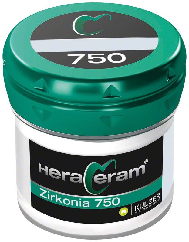 HeraCeram® Zirkonia 750 Mask Bright in grüner Dose mit Logo.