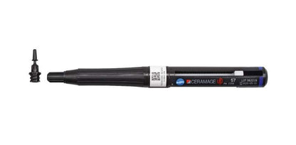 CERAMAGE UP Incisal 57 Komposit-Stift mit Verschlusskappe auf weißem Hintergrund.