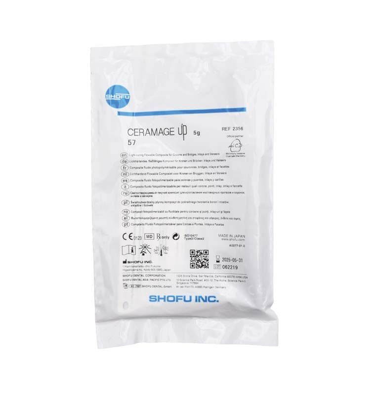 CERAMAGE UP Incisal 57 Verpackung mit Produktinformationen auf weißem Hintergrund.