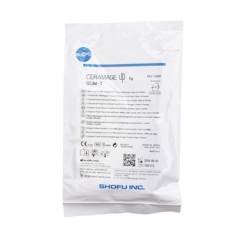 CERAMAGE UP GUM-T Verpackung von Shofu mit Produktinformationen.