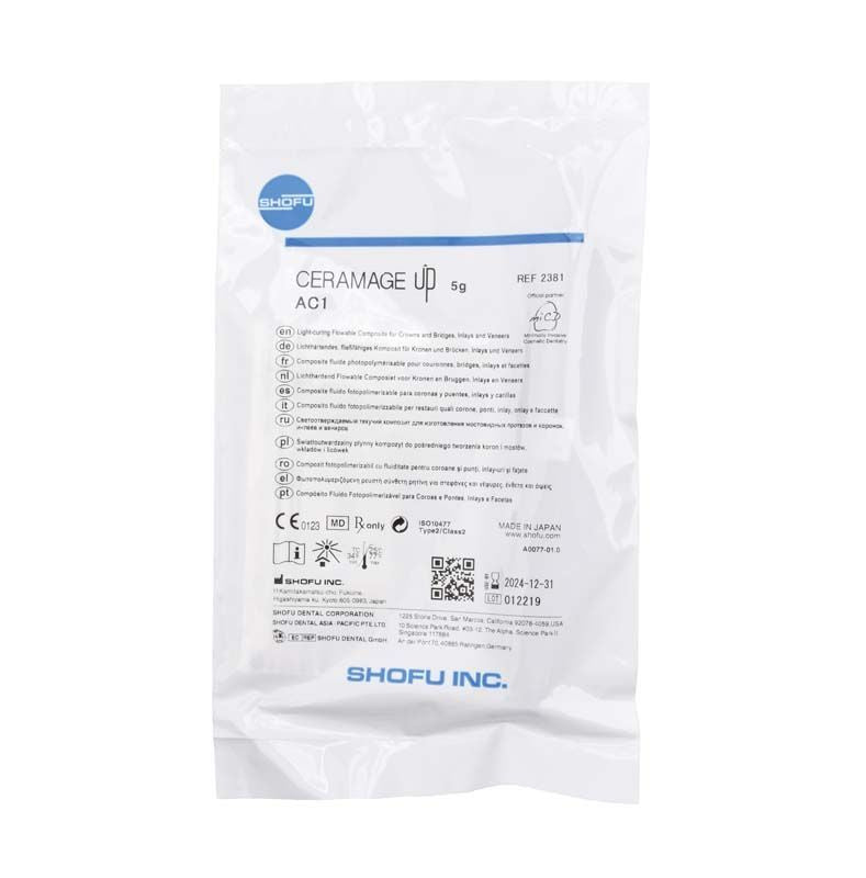 CERAMAGE UP Cervical AC1 in versiegelter weißer Verpackung mit Details zur Anwendung.