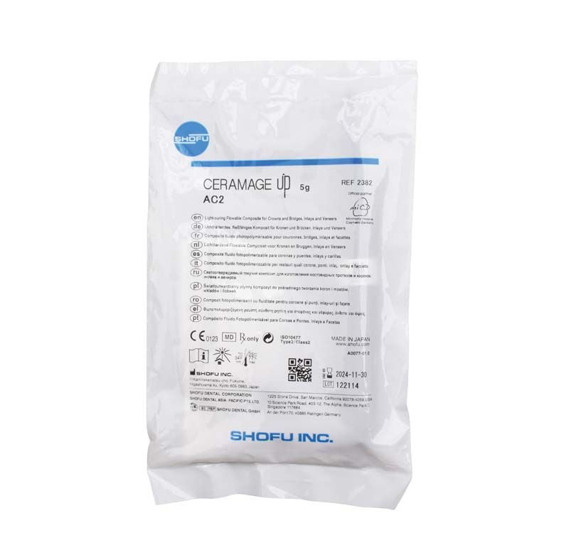 CERAMAGE UP Cervical AC2 Verpackung mit Produktinformationen und Shofu Inc. Logo.
