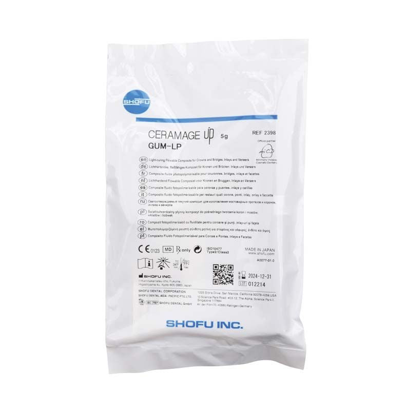 Verpackung von CERAMAGE UP Gum Color GUM-LP mit Produktinformationen und Herstellerlogo.