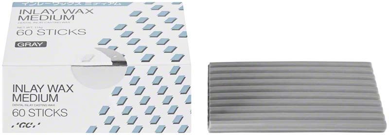 Inlay Wax Medium Grau, 60 Sticks in Verpackung und einzeln.