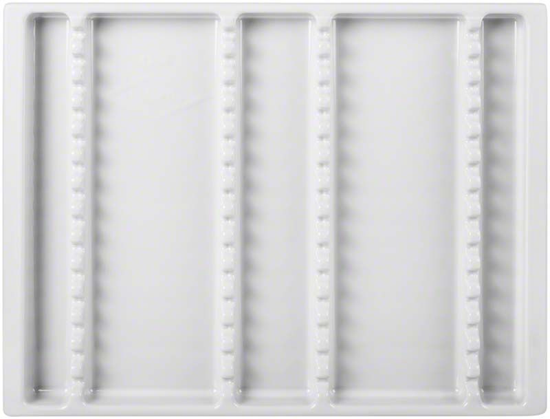 Schubladeneinsatz Typ 250 flach aus schlagfestem Kunststoff für Dentalinstrumente.