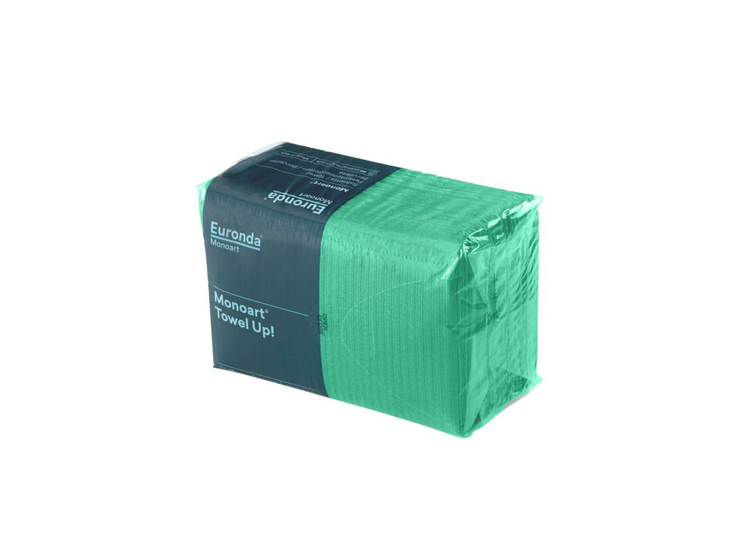 Monoart Patientenservietten Towel UP in mintgrünem Hygiene-Pack.