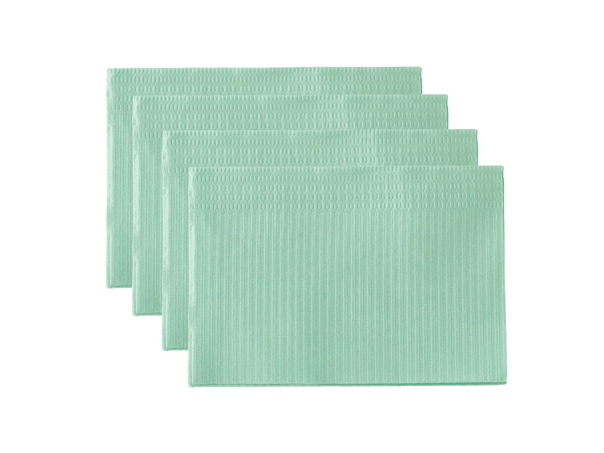 Monoart Patientenservietten Towel UP, mintgrün, in Stapelansicht.