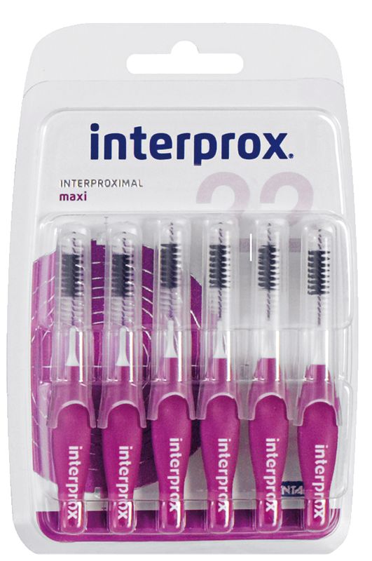 Interprox® Blister maxi Zahnbürsten in lila Verpackung.