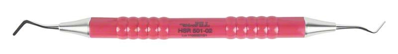 Zahnärztliches Instrument Spatel Wiro-FILL St. HSR 501-02 mit rotem Griff.