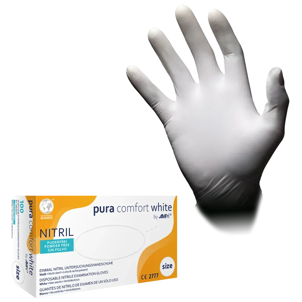 PURACOMFORT WHITE, Nitril Einmalhandschuhe, puderfrei