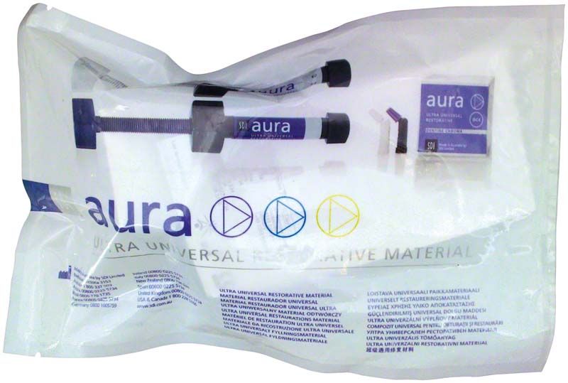 Aura Complet DC5, universelles Restaurationsmaterial in transparenter Verpackung.