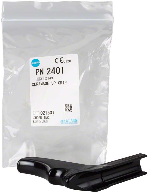 Dispensergriff CERAMAGE UP Grip vor Verpackung mit Etikett.
