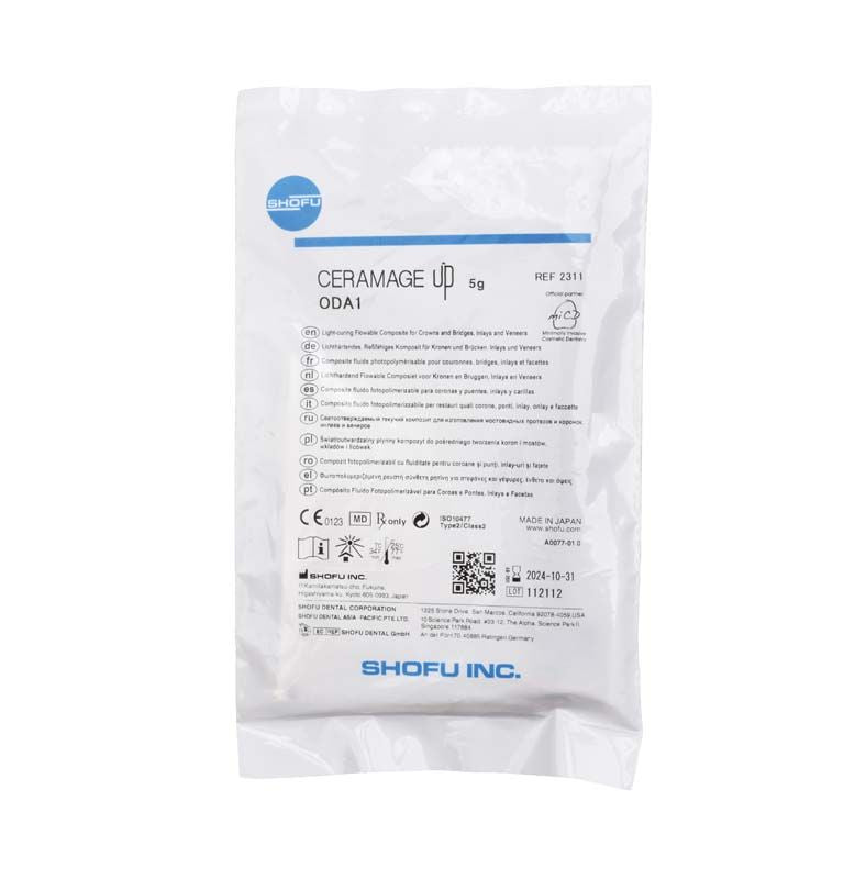 Verpackung des CERAMAGE UP Opaque Dentin ODA1 mit Produktinformationen.