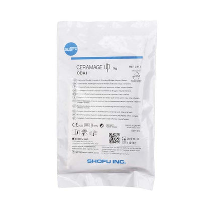 Verpackung des CERAMAGE UP Opaque Dentin ODA1 mit Produktinformationen.