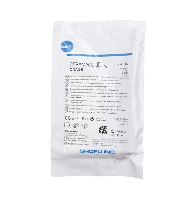 CERAMAGE UP Opaque Dentin ODA3,5 Verpackung mit Produktinformationen und Logo.