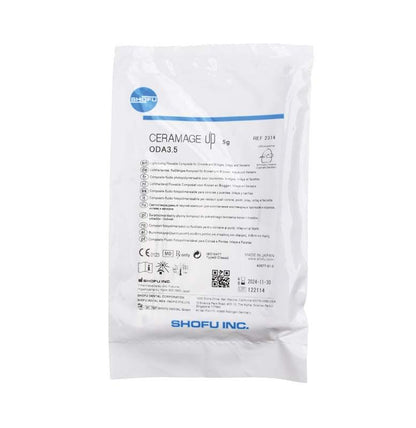 CERAMAGE UP Opaque Dentin ODA3,5 Verpackung mit Produktinformationen und Logo.