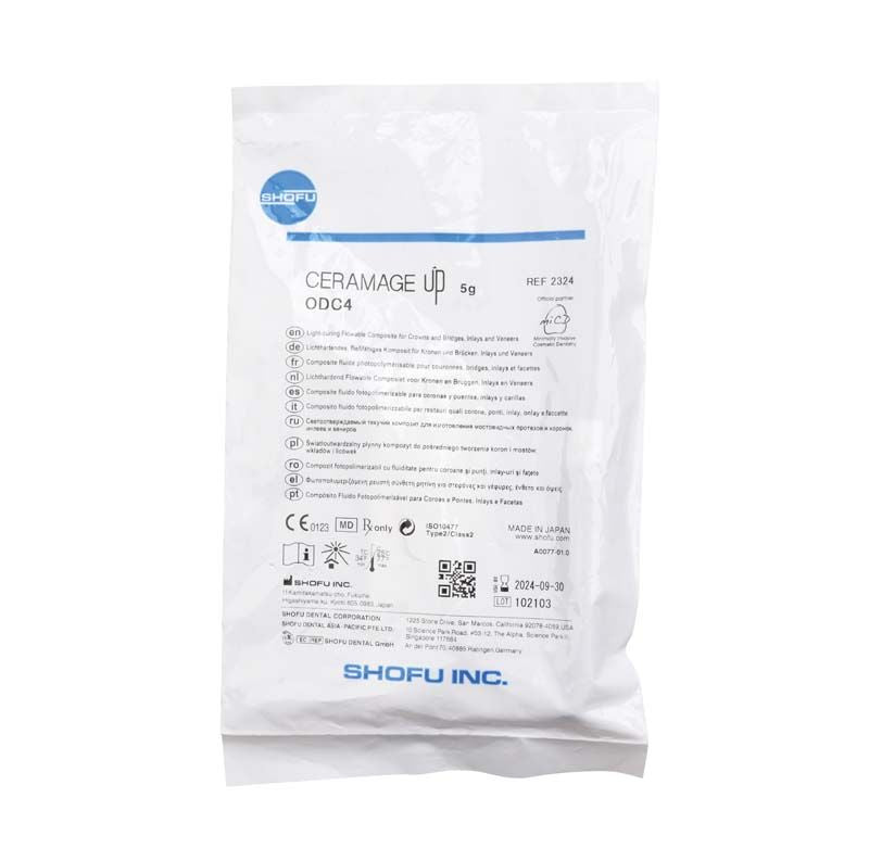 CERAMAGE UP Opaque Dentin ODC4 Verpackung mit Produktinformationen in weißem Beutel.