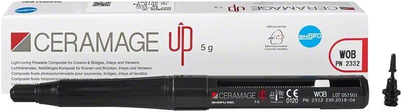 CERAMAGE UP Body W1B Komposit in schwarzem Applikatorstift mit Verpackung.