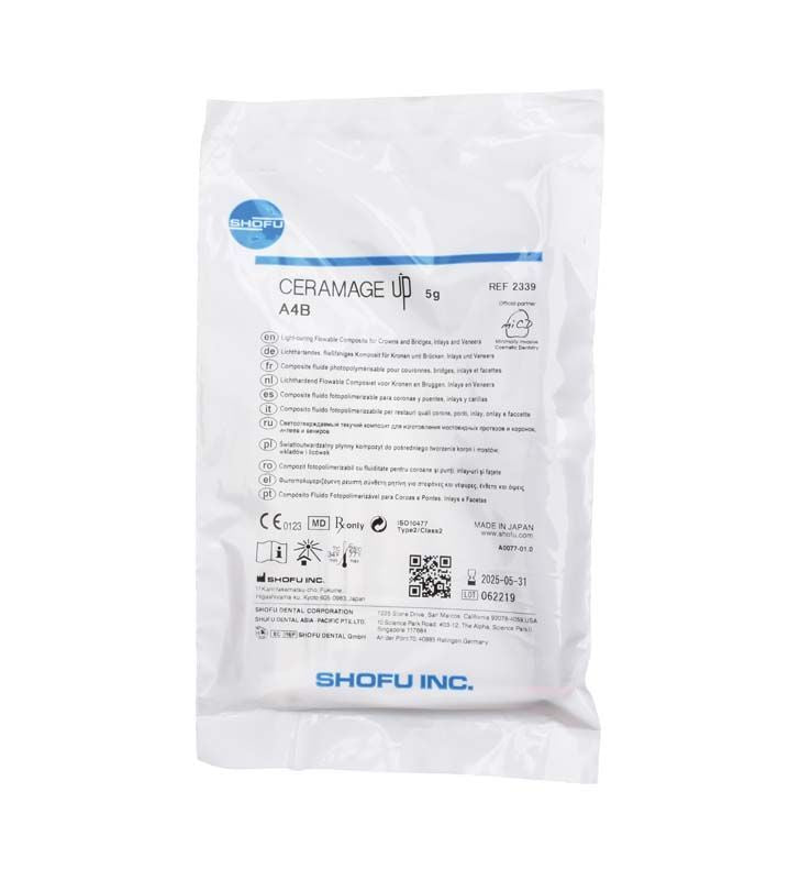 Verpackung von CERAMAGE UP Body A4B Komposit mit Produktinformationen und Logo.