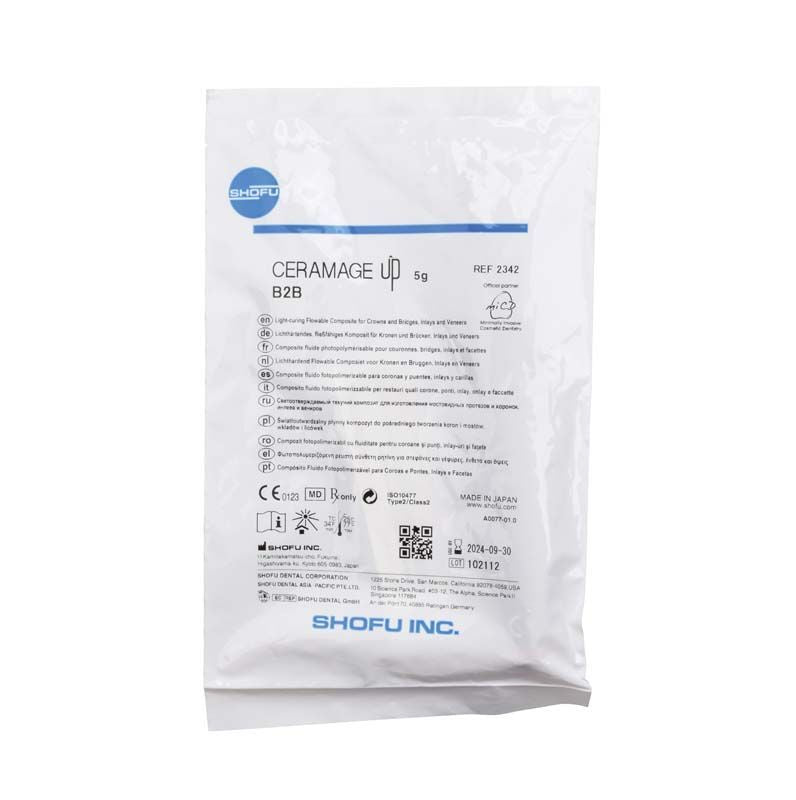 CERAMAGE UP Body B2B Verpackung mit Produktinformationen und Shofu-Logo.